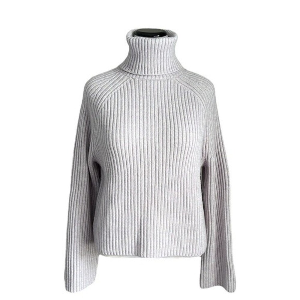 H&M Ribbed Turtleneck Cropped Rib Knit Purple Sweater Size S